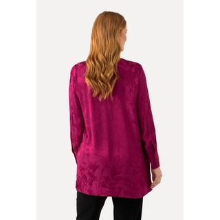 Ulla Popken  Bluse, florales Jacquardmuster, V-Ausschnitt, Langarm 