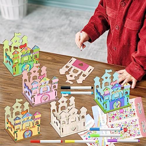 Activity-board  Prinzessin Holzschloss Bastelset, Holzschloss zum Bemalen für DIY Kinder 