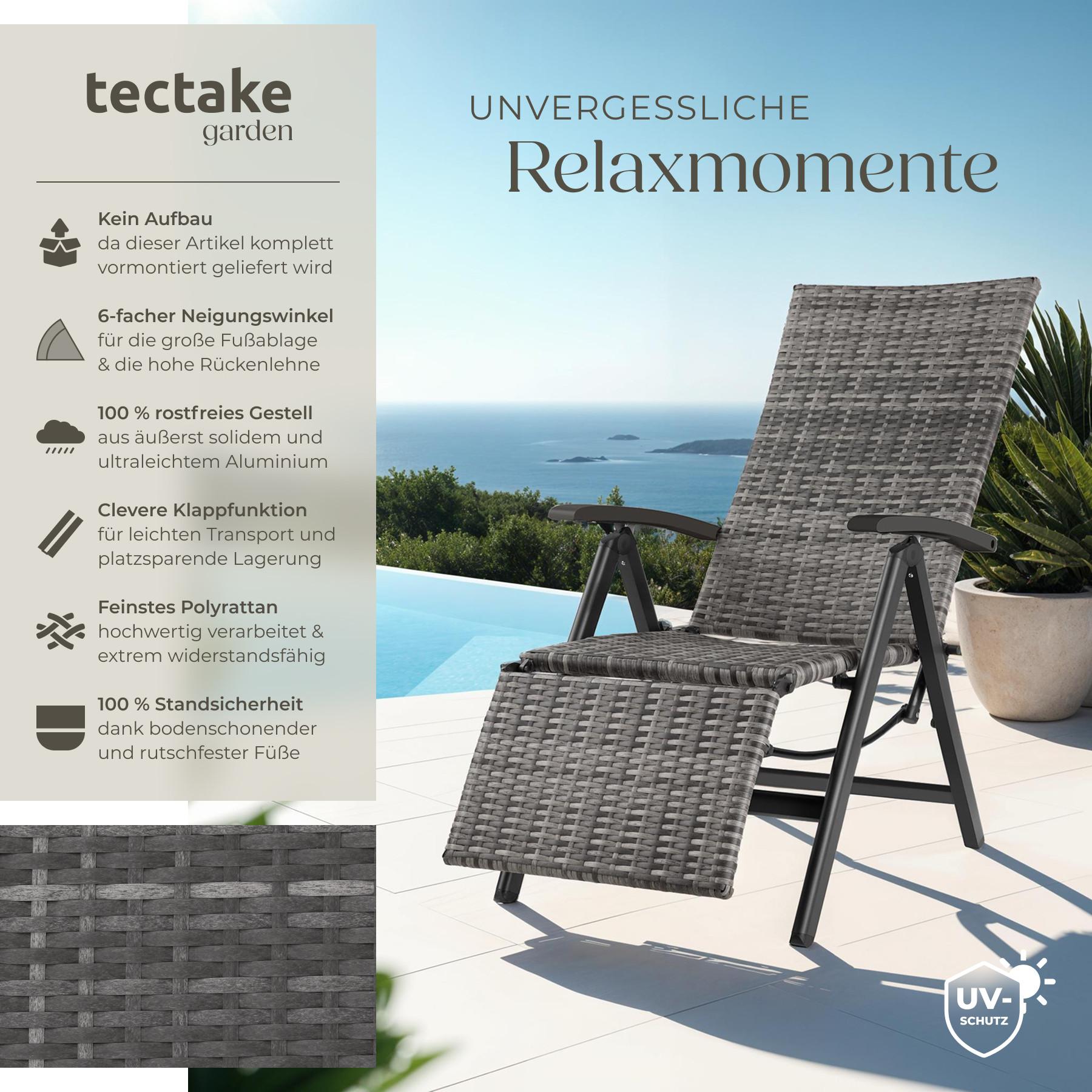 Tectake Fauteuil de relaxation BRISBANE avec structure en aluminium  