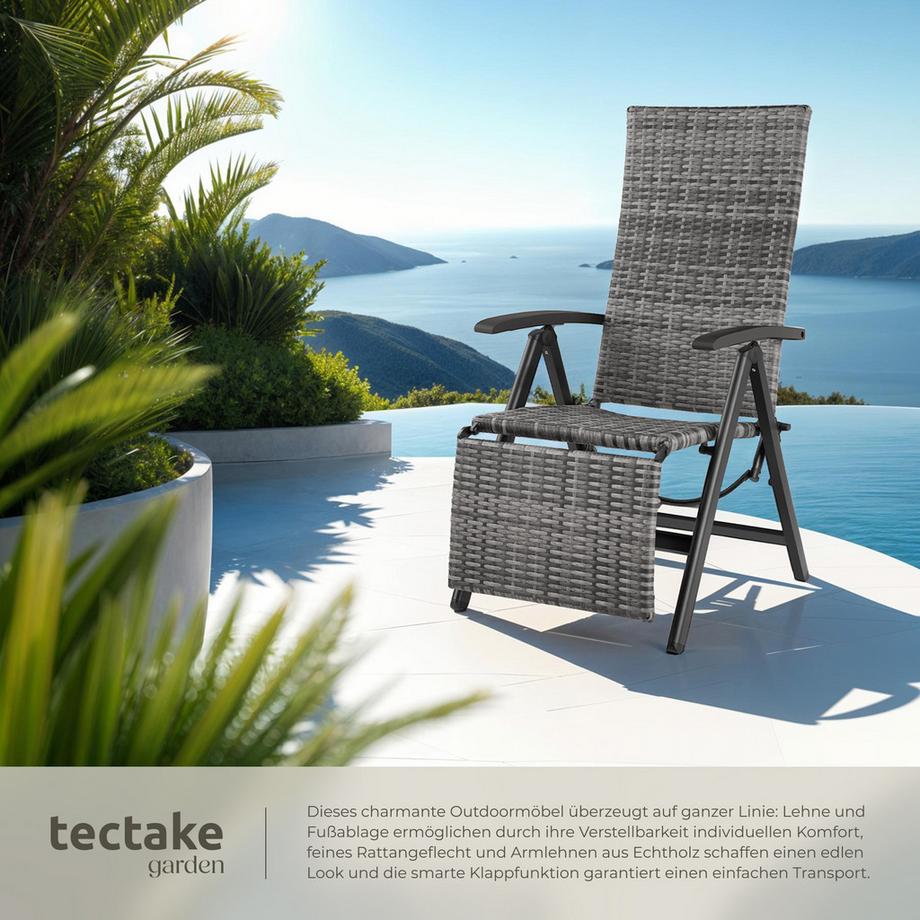 Tectake Rattanstuhl Brisbane  mit Aluminiumgestell klappbar  