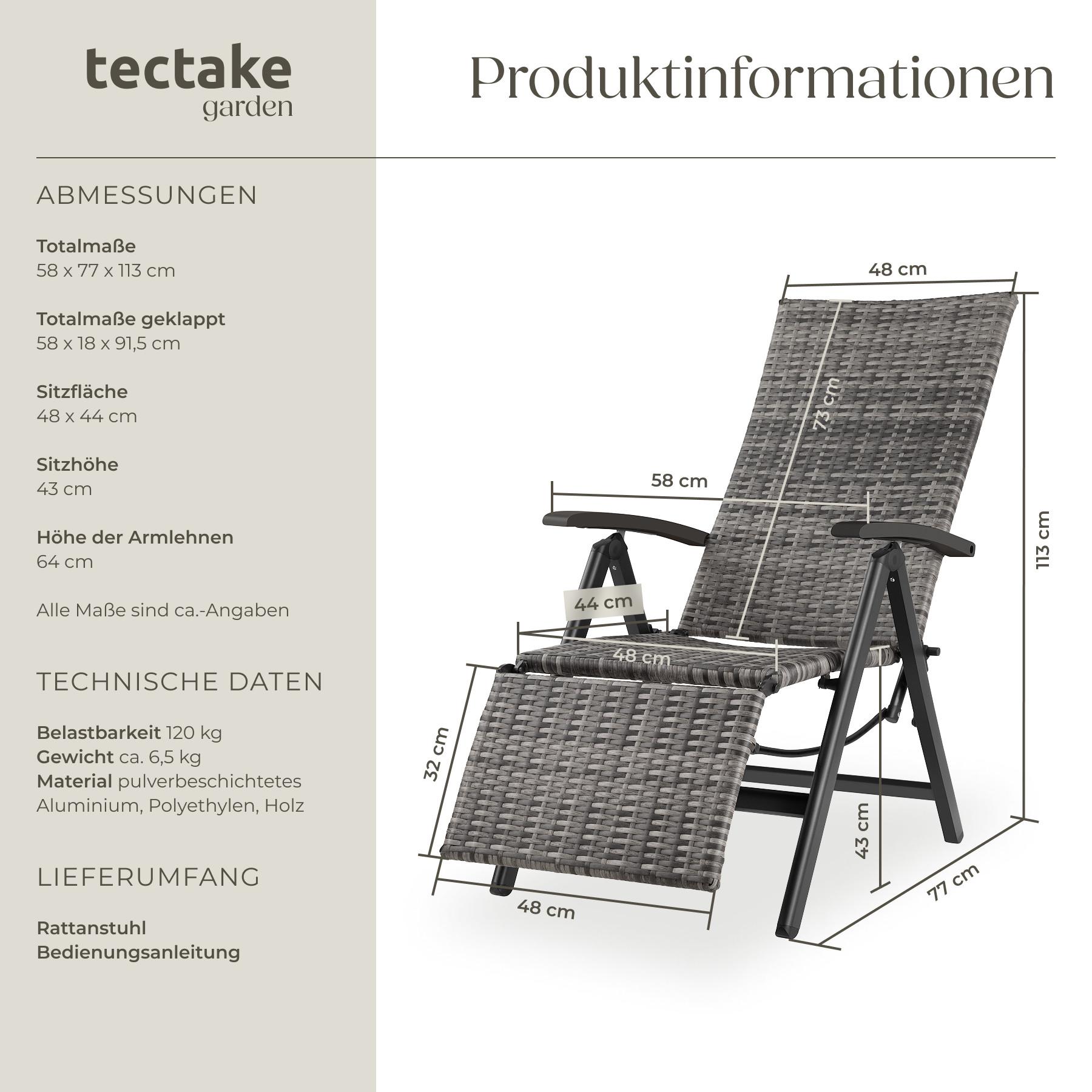 Tectake Fauteuil de relaxation BRISBANE avec structure en aluminium  