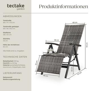 Tectake Fauteuil de relaxation BRISBANE avec structure en aluminium  