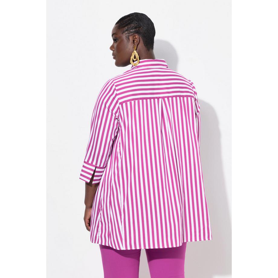 Ulla Popken Blouse rayée à plis godets avec manches 3/4  