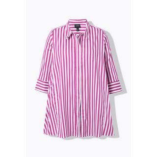 Ulla Popken Blusa a righe con godet e maniche a 3/4  