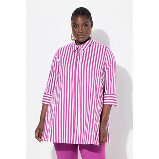 Ulla Popken Blusa a righe con godet e maniche a 3/4  