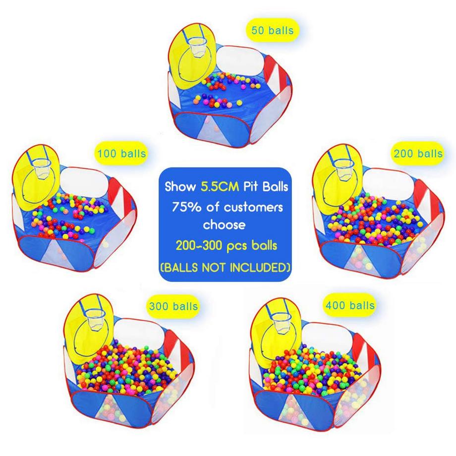 Activity-board  Piscine à balles pour enfants, grande maison de jeux, parc pour bébés, avec panier de basket et sac de rangement avec fermeture éclair 