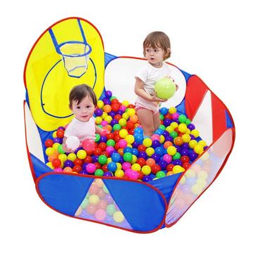 Piscine à balles pour enfants, grande maison de jeux, parc pour bébés, avec panier de basket et sac de rangement avec fermeture éclair