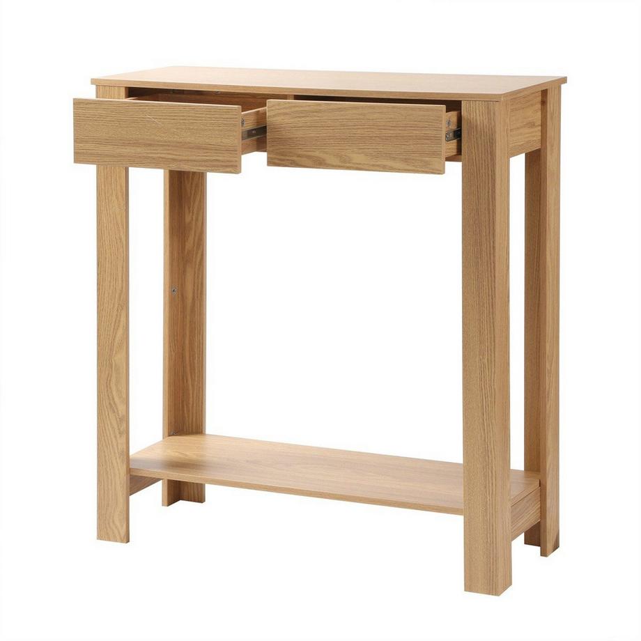 Calicosy Hohe Konsole mit 2 Schubladen in Eichenoptik - L79 cm  