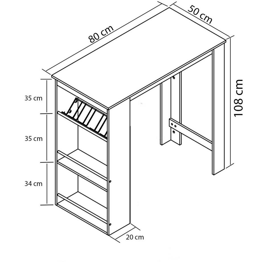 VCM Holz Bartisch Tresen Stehtisch Bistrotisch Bartresen hoher Tisch Oktola  