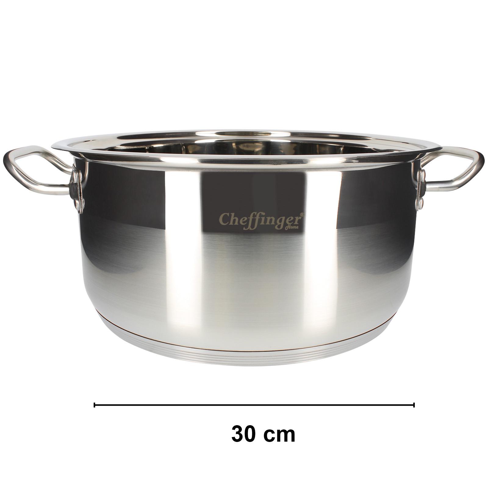 Cheffinger Pentola 30 cm con coperchio inox  