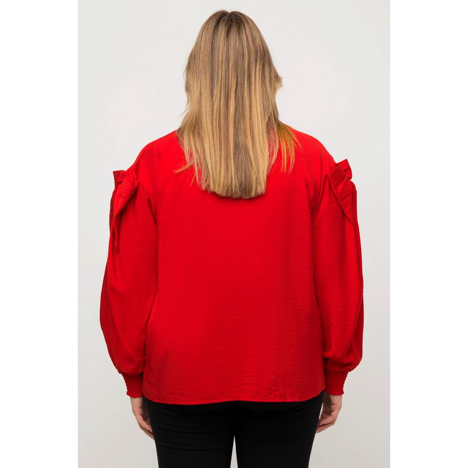 Ulla Popken Bluse mit Cut-Out und Zierschleife  