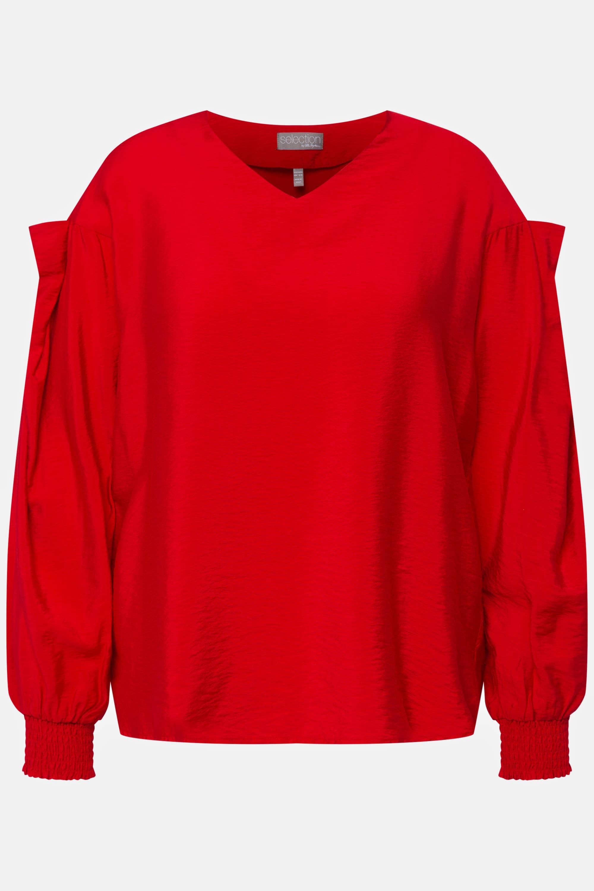 Ulla Popken Blusa con cut-out e fiocco decorativo  