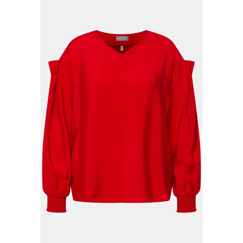 Ulla Popken Bluse mit Cut-Out und Zierschleife  