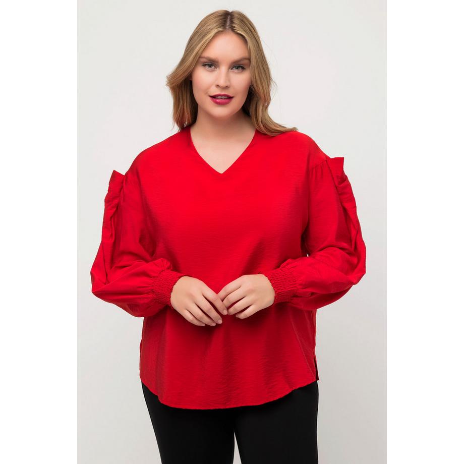 Ulla Popken Bluse mit Cut-Out und Zierschleife  