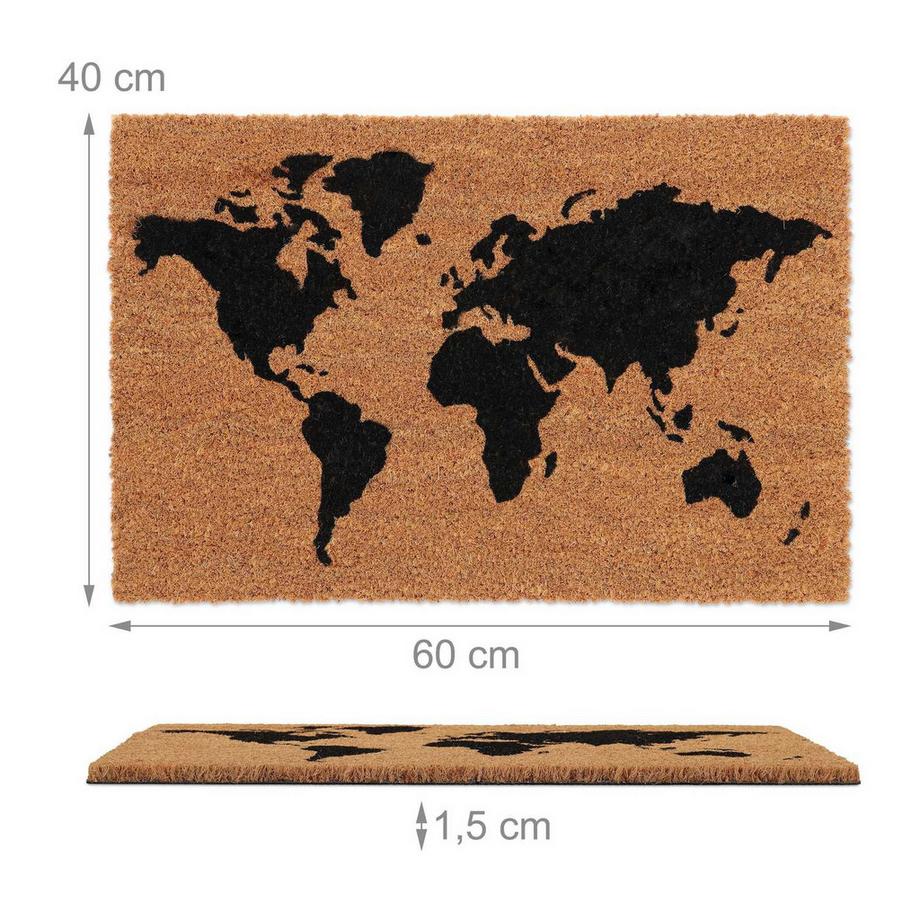 B2X Paillasson avec carte du monde en noix de coco  