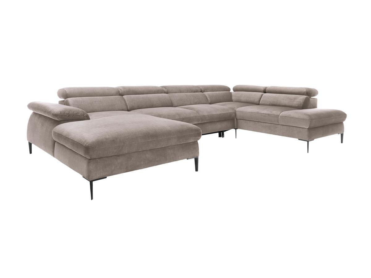 PASCAL MORABITO Grand canapé d'angle gauche panoramique convertible en velours marron SEPINA de Pascal Morabito  