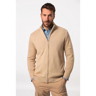 JP1880  Cardigan con colletto alto e orli a costine 