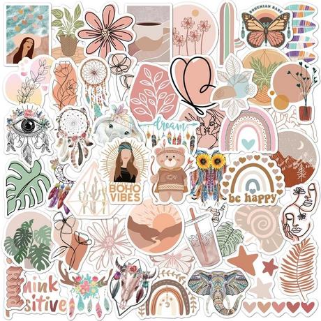 Gameloot Autocollants - motifs d'art bohème - 50 pcs  