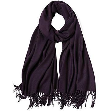 Écharpe chaude hiver automne en coton uni avec glands/franges, plus de 40 couleurs unies et à carreaux Pashmina xl écharpes violet foncé