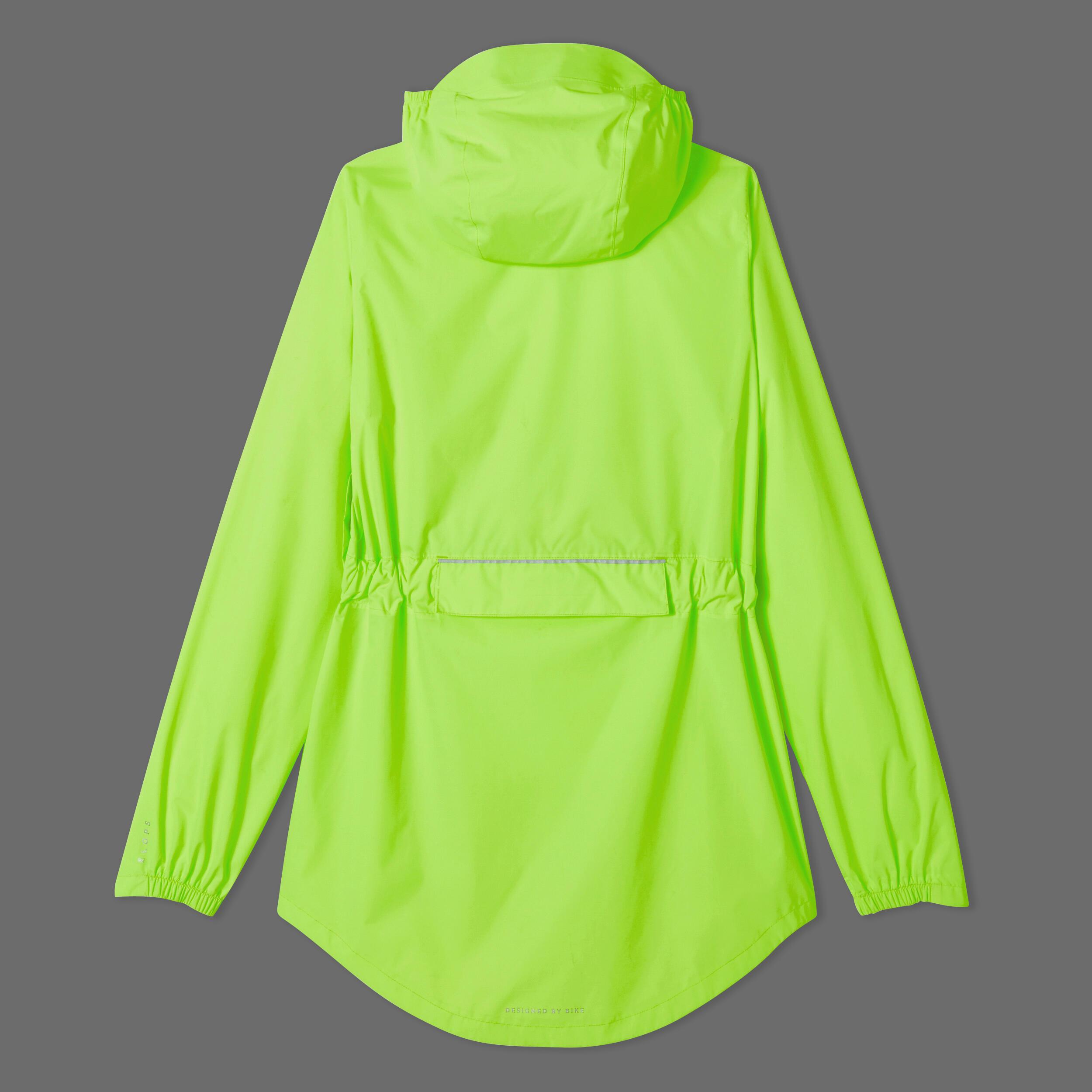 BTWIN  VESTE PLUIE VELO VILLE FEMME 120 JAUNE FLUO CERTIFIÉE EPI VISIBILITÉ JOUR 