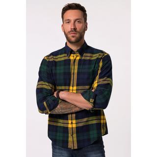 JP1880  Camicia di flanella a quadri con taglio moderno, maniche lunghe e colletto button-down, fino alla tg. 8XL 