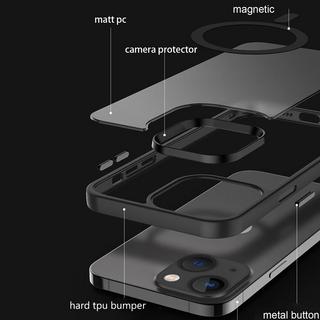 Cadorabo  Hülle für Apple iPhone 13 in SCHWARZ für MagSafe - Hybrid Schutzhülle mit TPU Silikon-Rand und stabiler Rückseite 