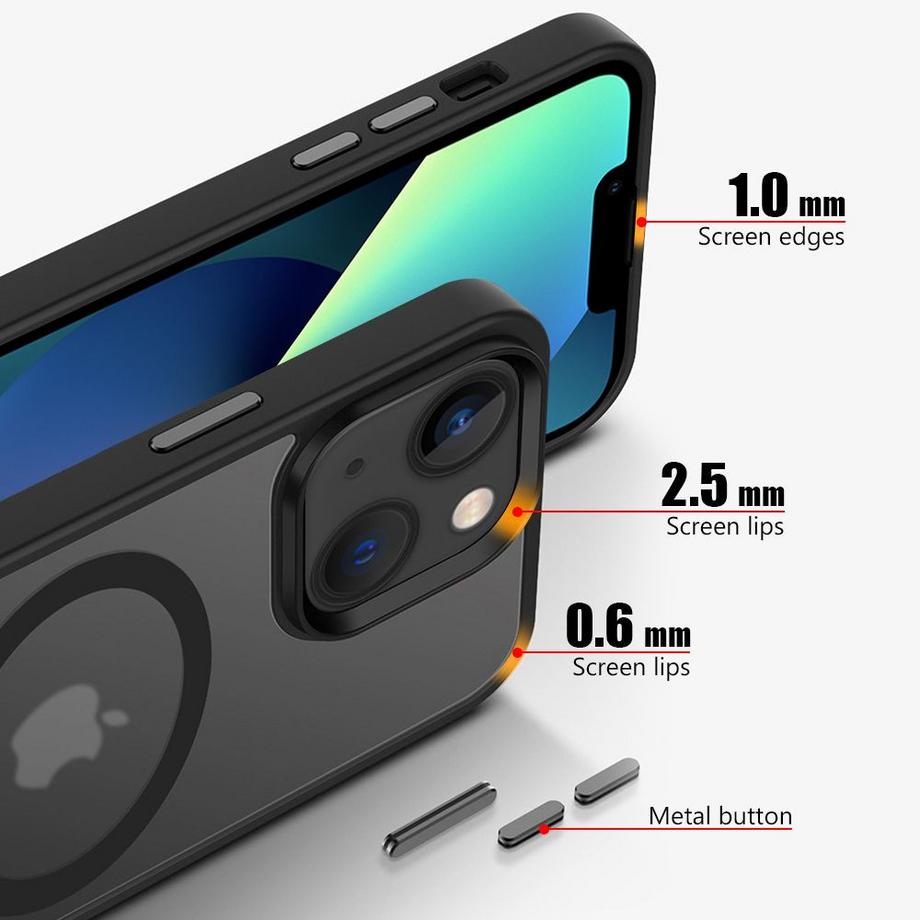 Cadorabo  Coque pour Apple iPhone 13 en NOIR pour MagSafe - Housse de protection hybride avec bord en silicone TPU et dos solide 