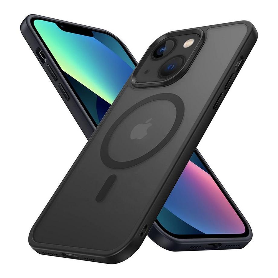 Cadorabo  Coque pour Apple iPhone 13 en NOIR pour MagSafe - Housse de protection hybride avec bord en silicone TPU et dos solide 