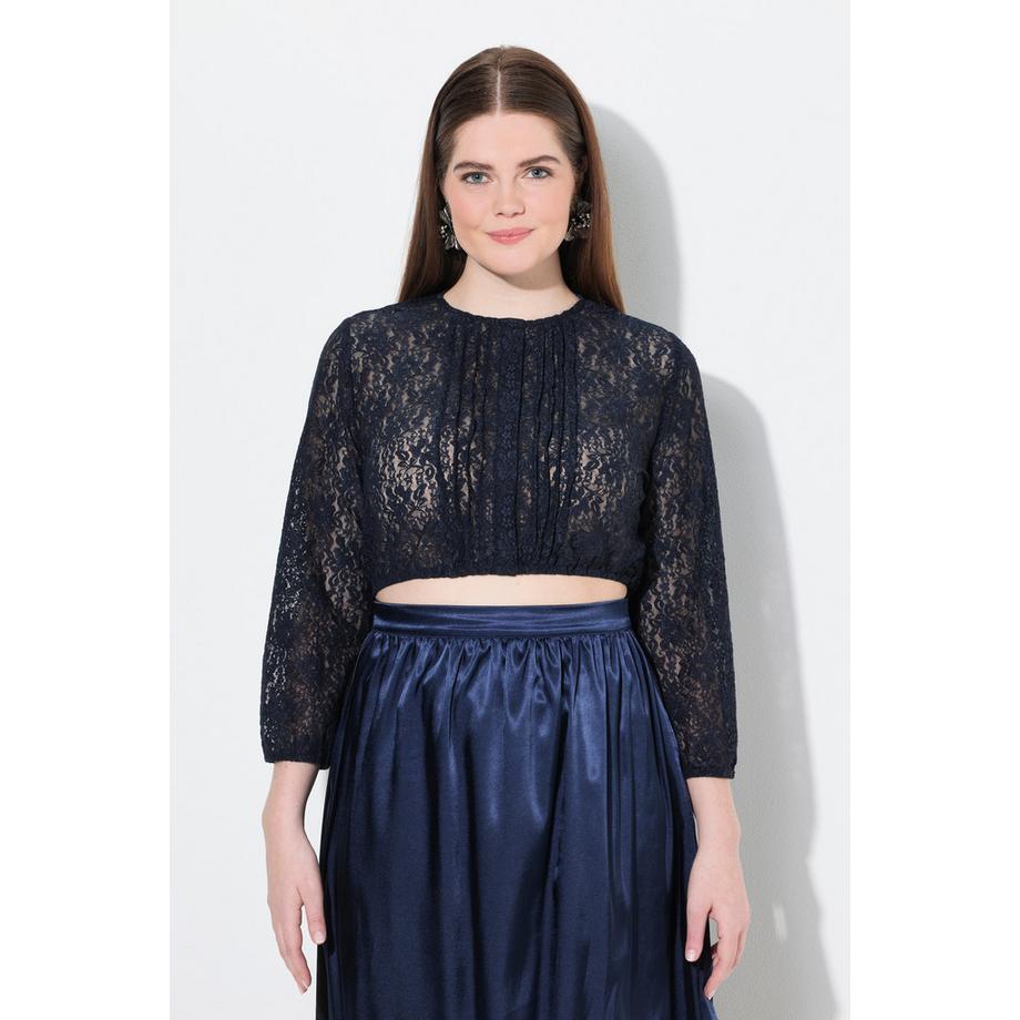 Ulla Popken Chemisier Dirndl dentelle élastique col rond manches 3/4  