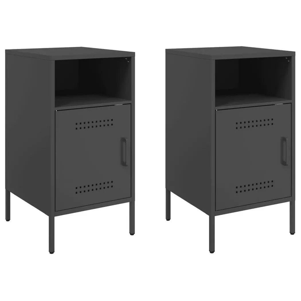 vidaXL Tables de chevet 2 pcs noir 36x39x68 cm acier