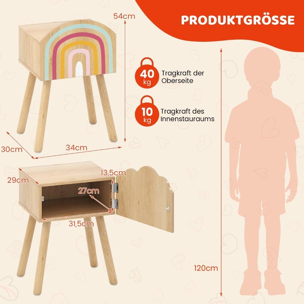 Northix Set comodino per bambini con contenitore  