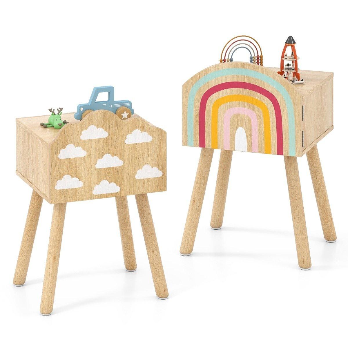 Northix Set comodino per bambini con contenitore  