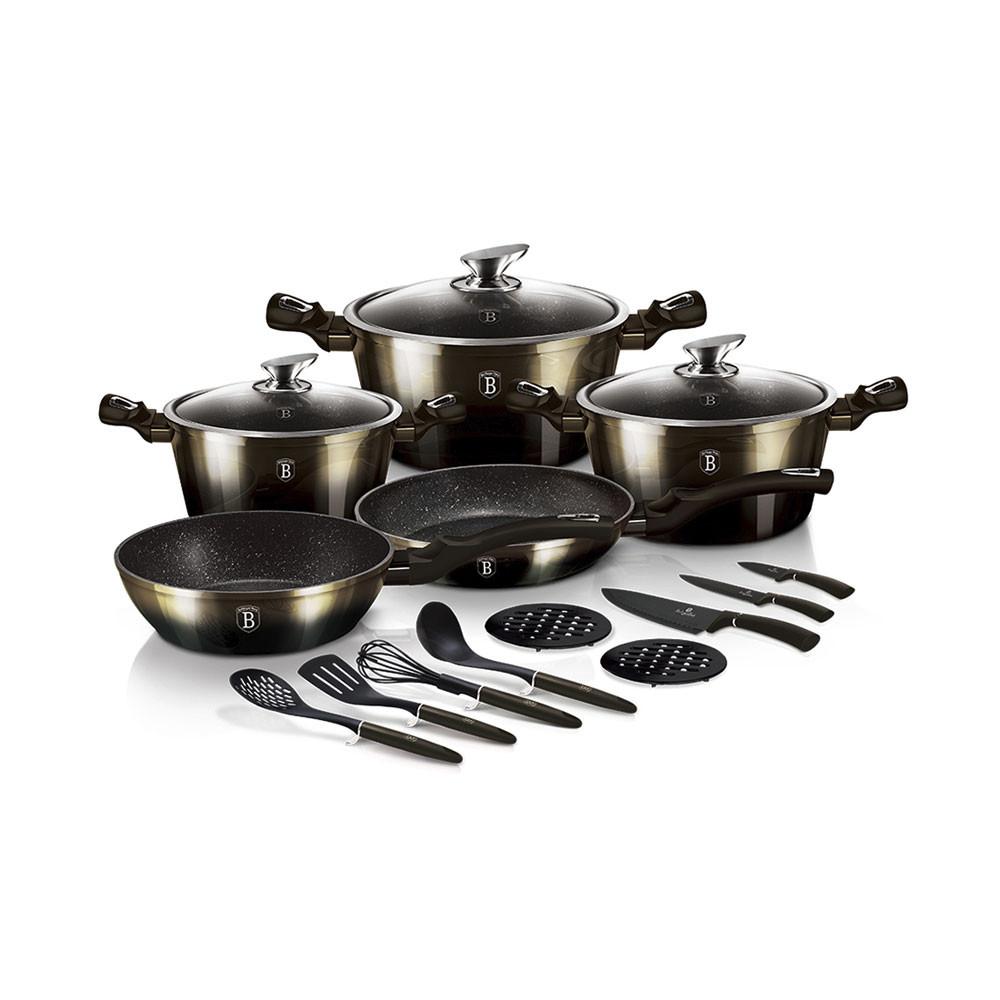 Berlinger  Kochgeschirr-Set 17-teilig Metallic Line Shiny Black Edition 