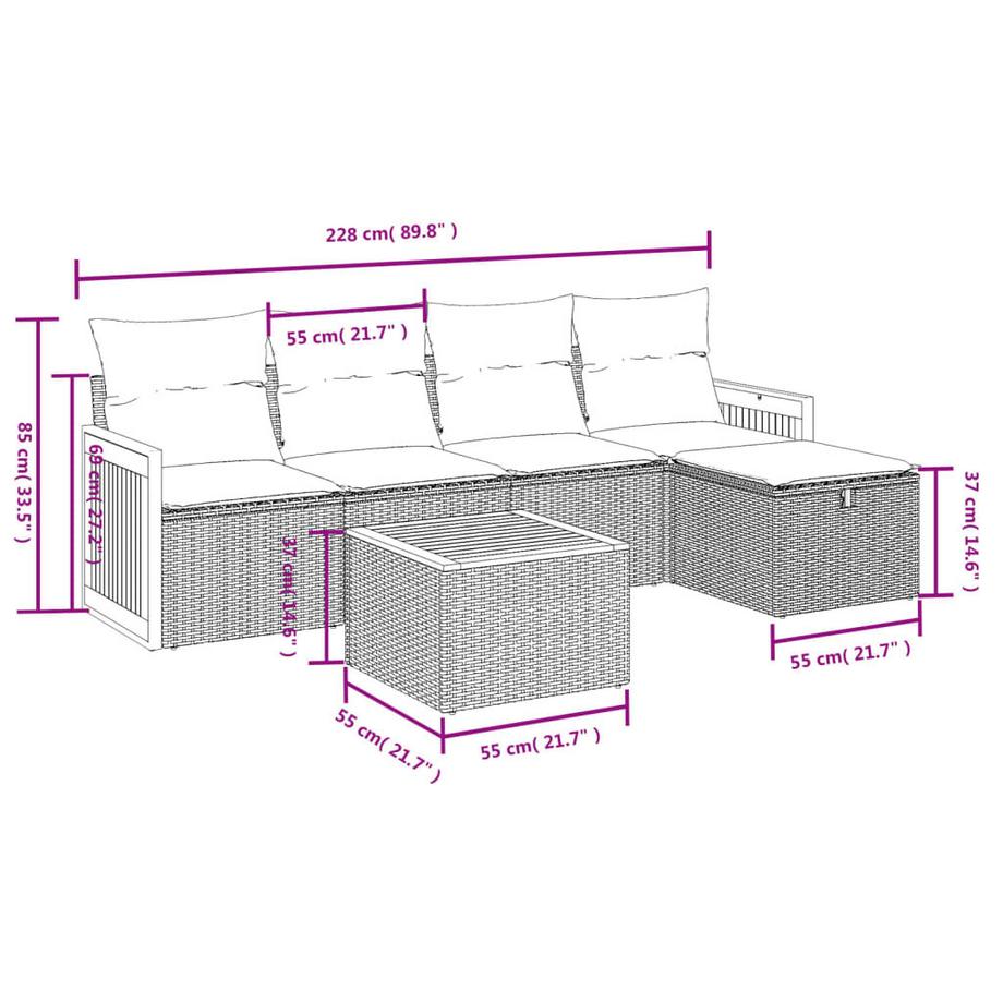 VidaXL set divano da giardino Polirattan  