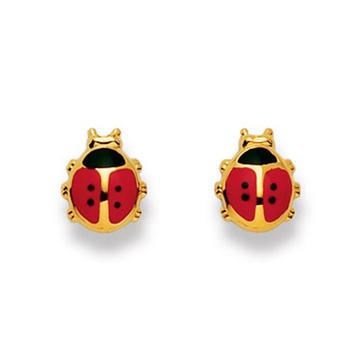 Clous d'oreilles lucky beetle or jaune 750, 9x8mm