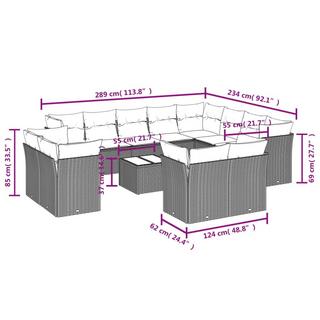 VidaXL Ensemble de canapés de jardin rotin synthétique  