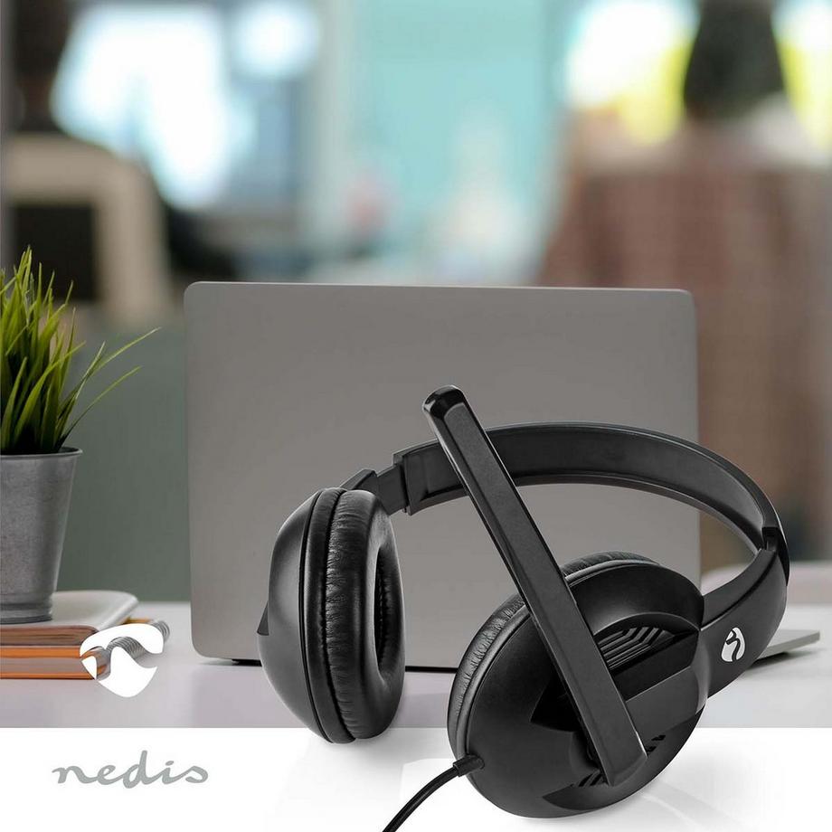 Nedis  PC -Headset | Over-Ear | Stereo | USB Typ-A / USB Typ-C ™ | Faltbares Mikrofon | Schwarz 