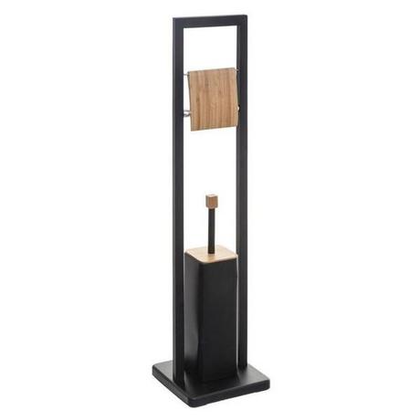 Northio Porte-rouleau de papier toilette avec brosse WC - Noir / Bambou  