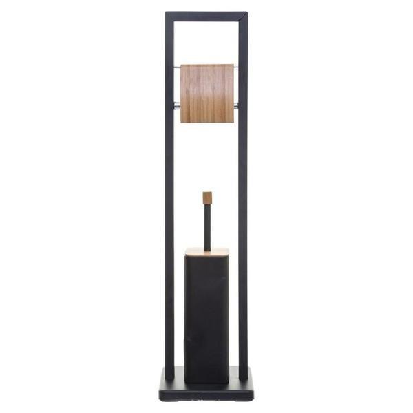 Northio Toilettenpapierhalter mit Toilettenbürste - Schwarz  Bambus  