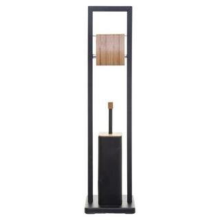 Northio Toilettenpapierhalter mit Toilettenbürste - Schwarz  Bambus  