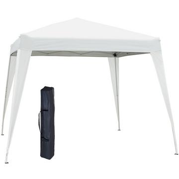 Tenda Pieghevole, Tenda Pieghevole, Tenda Da Festa, Inclusa Borsa Per Il Trasporto, 2,4 X 2,4 M, In Acciaio Bianco