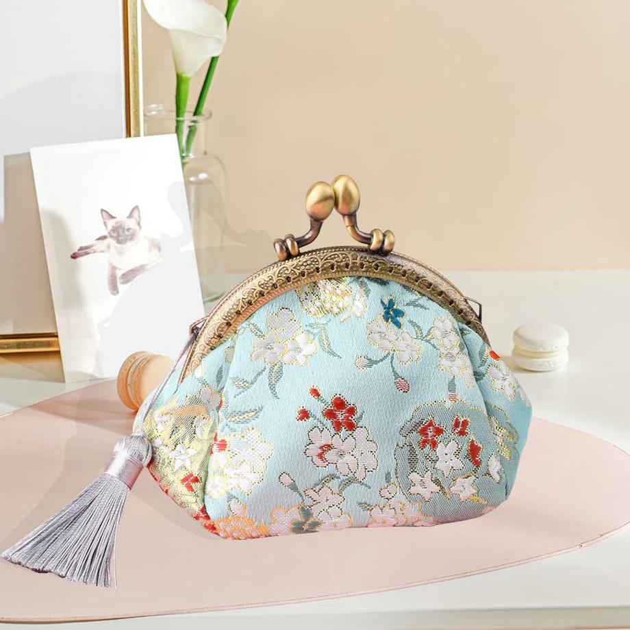 Only-bags.store Portamonete floreale con chiusura a clip  