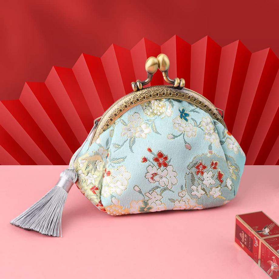 Only-bags.store Portamonete floreale con chiusura a clip  