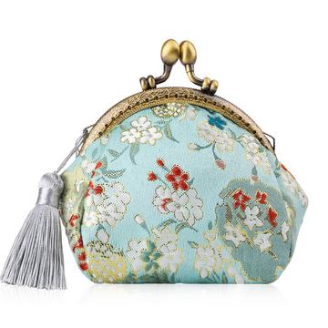 Floral Coin Purse Wallet mit Clipverschluss Klickverschluss