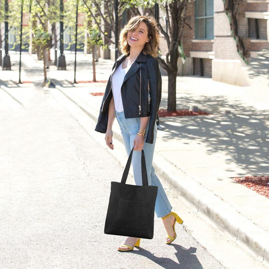 Only-bags.store Sac à bandoulière en velours côtelé avec fermeture éclair  