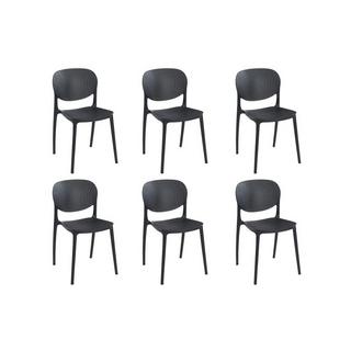 Vente-unique Lot de 6 chaises empilables en polypropylène - Noir - CARETANE  