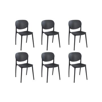 Lot de 6 chaises empilables en polypropylène - Noir - CARETANE