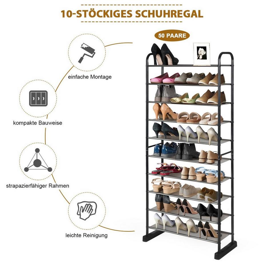 Northix Schuhregal, 10-stufig, herausnehmbare Böden  