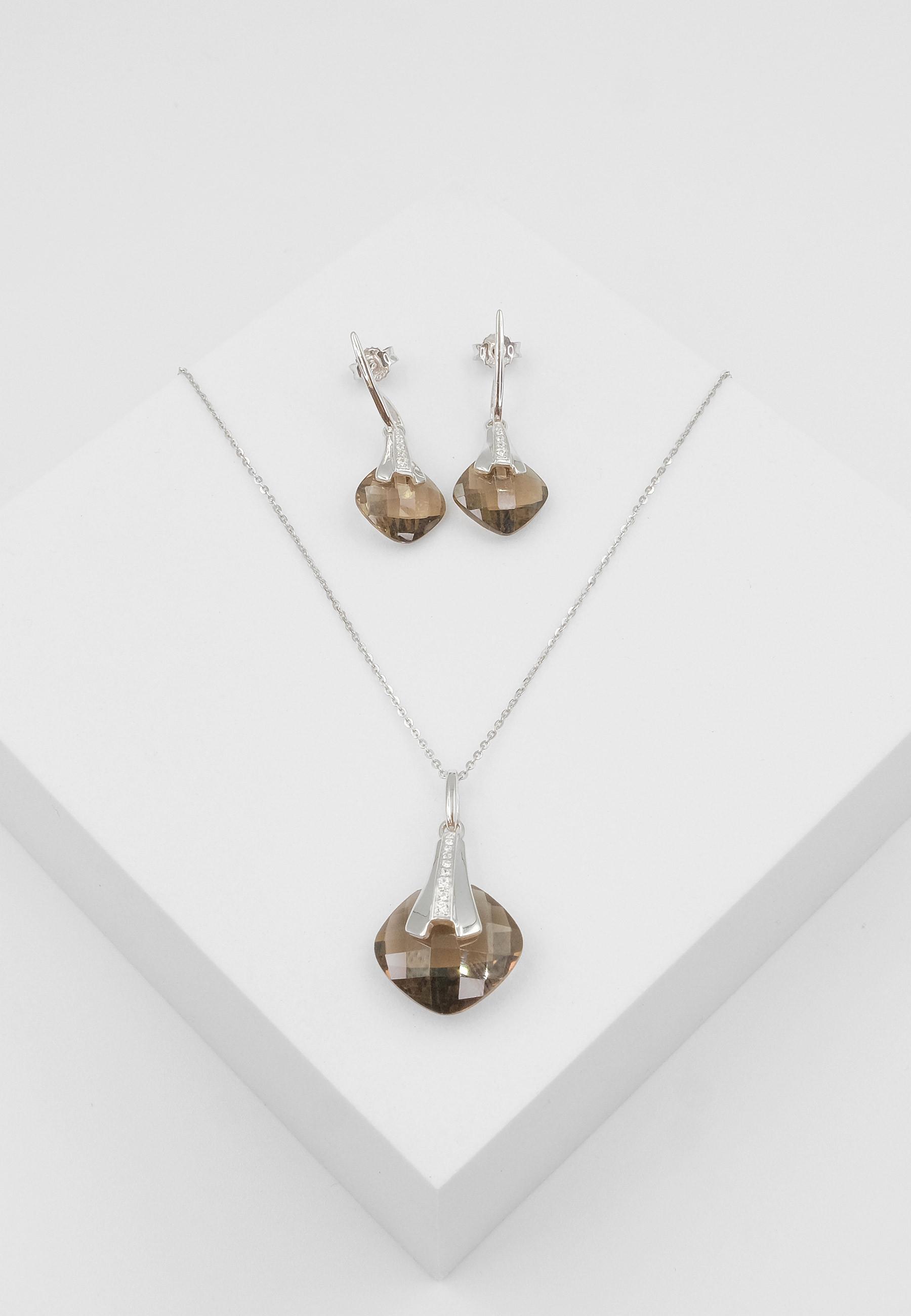 MUAU Schmuck  Parure en argent 925 Zircone, 28x11mm 