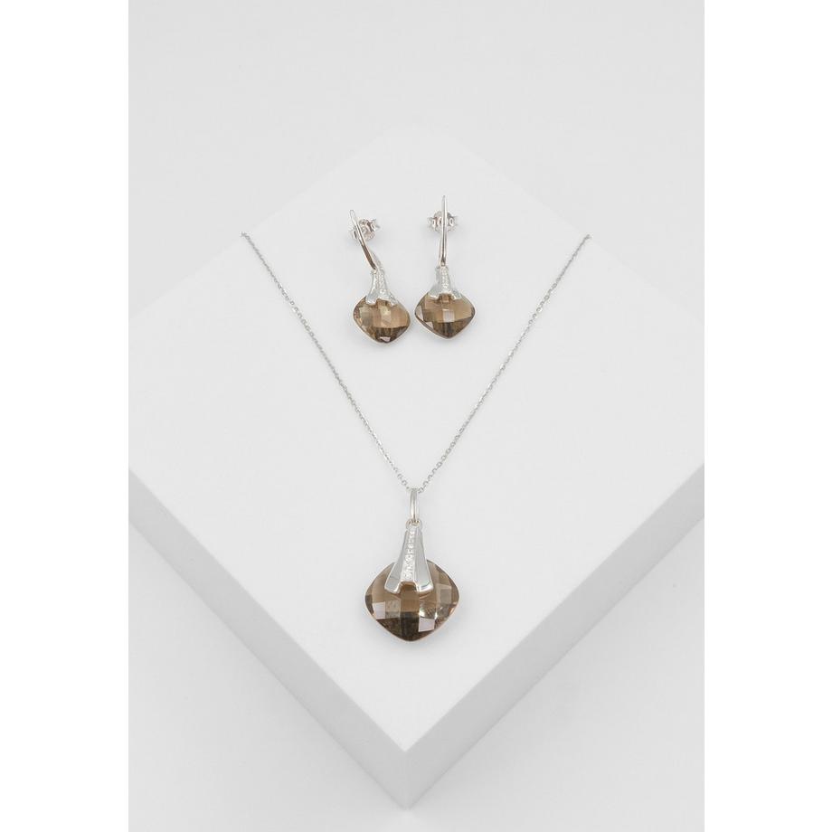 MUAU Schmuck  Parure en argent 925 Zircone, 28x11mm 